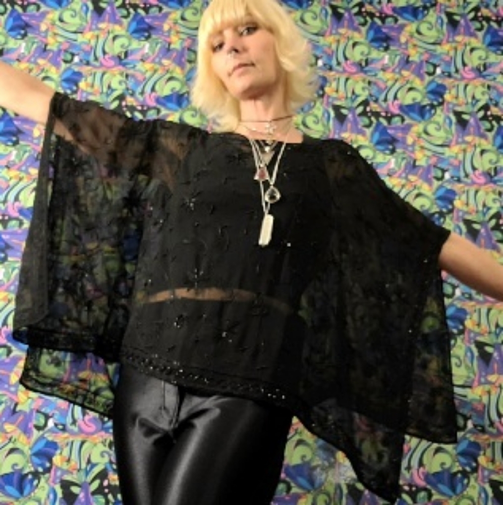 New With Tags Vintage 1990's Scala Beaded Cape One  Size